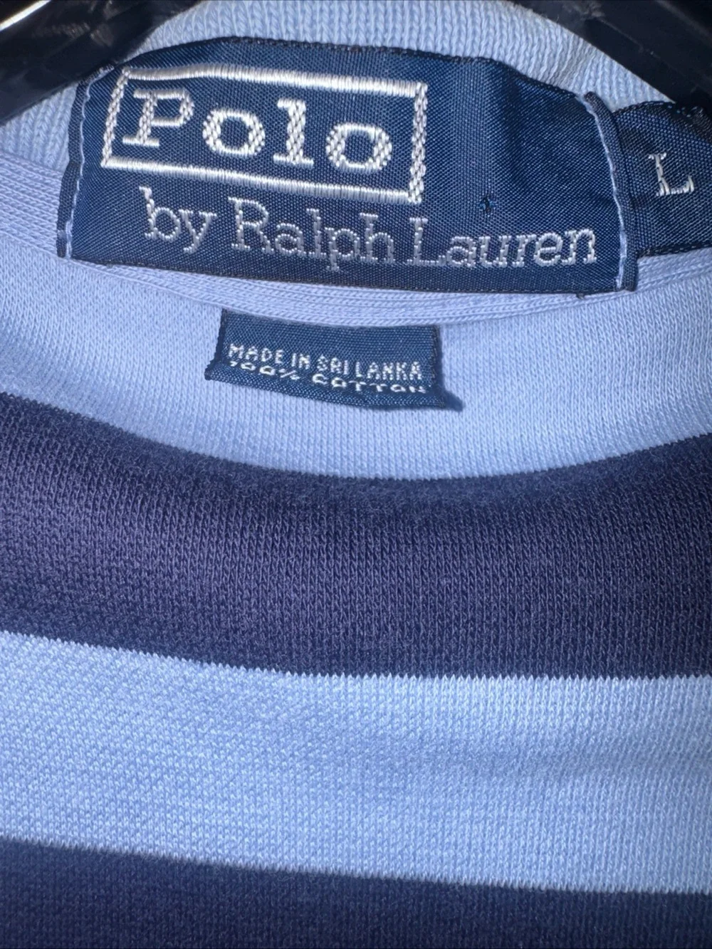 Ralph Lauren Men’s Light Blue & Navy Horizontal Stripe Polo